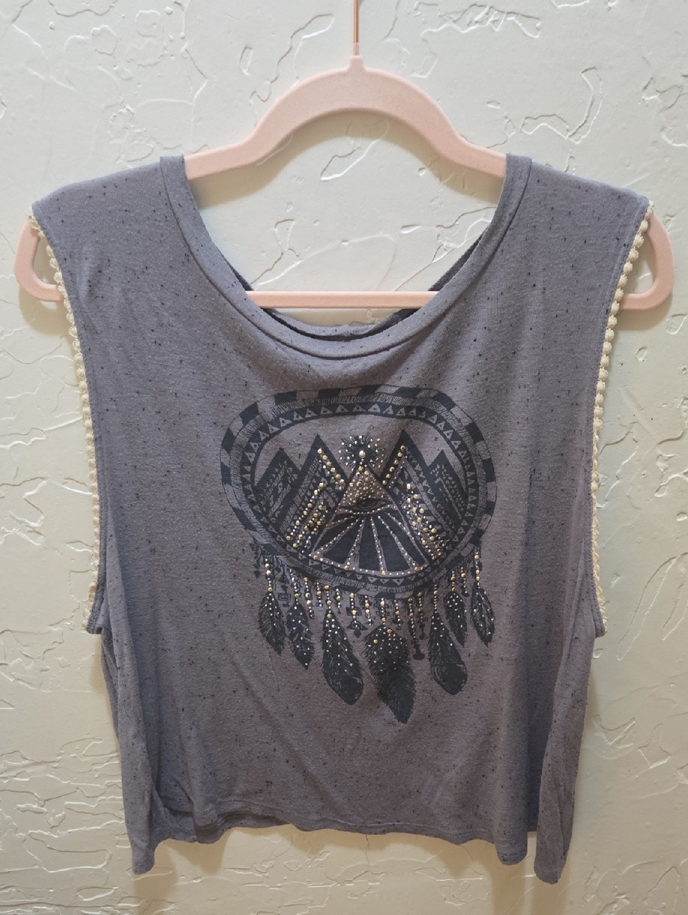 3/$10 love J Gray Dreamcatcher Studded Tank